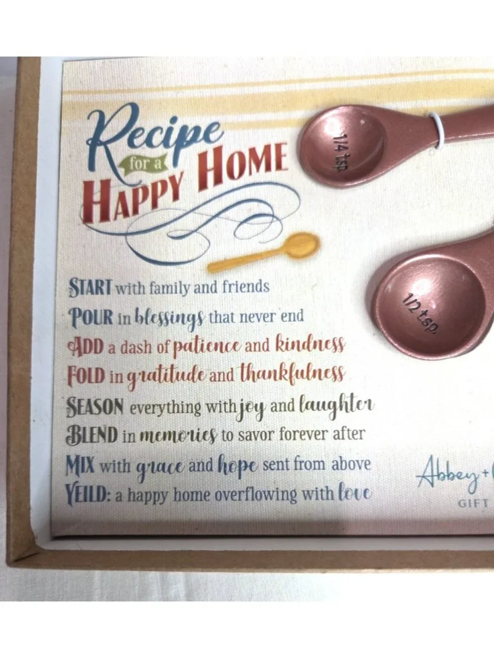Happy Home Measuring Spoon Set Abbey + CA Gift Kitchen Set Of 4 Spoons Open Box